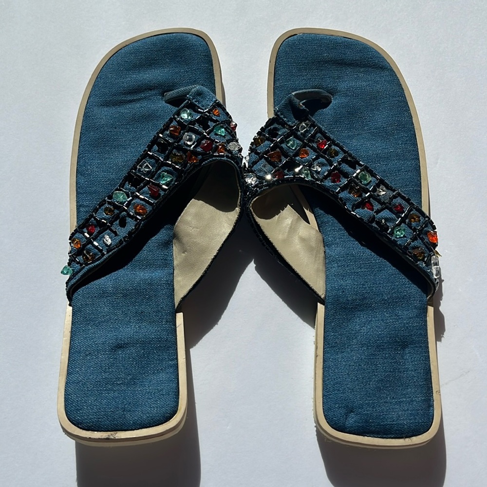 Denim sandals with gems - Brand New